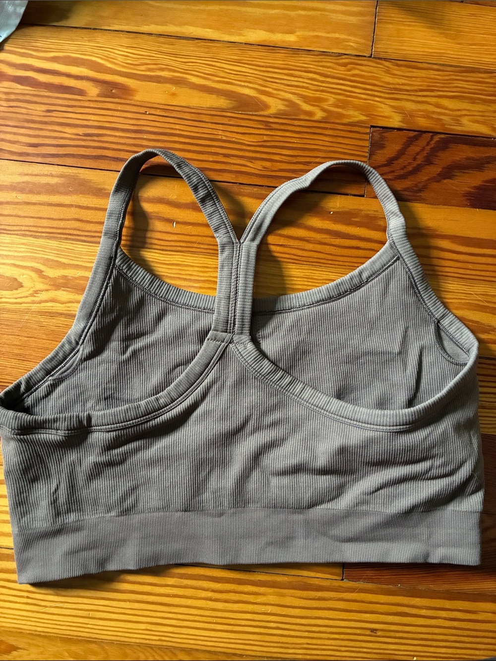 H&M Ribbed Racerback Bralette - Taupe Gray - Picture 2 of 4